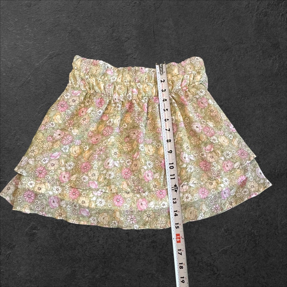 Le Lis Collection Floral Smocked Tiered Mini Skirt Green Pink KS4208-8 Mens M - Picture 2 of 7